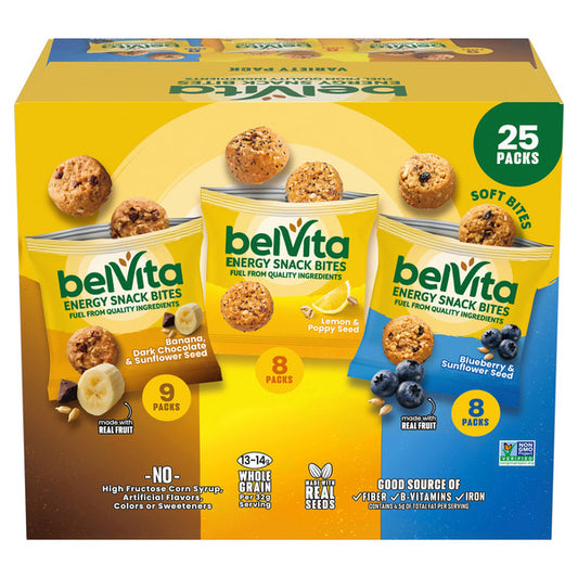 belVita Energy Snack Bites Variety Pack, 25-count