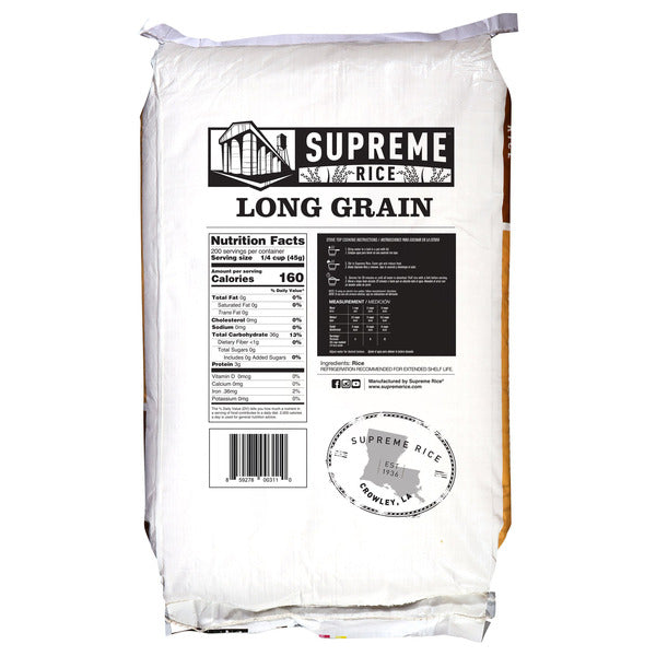 Supreme Rice Long Grain Rice, 25 lbs