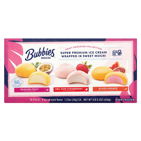 Bubbies Premium Mochi Ice Cream Variety, 1.25 oz, 18-count