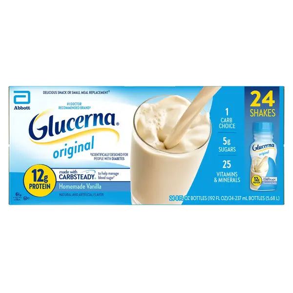 Glucerna Diabetic Nutritional Shake, Homemade Vanilla, 8 fl oz, 24 ct