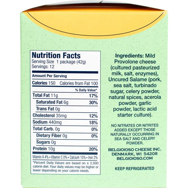 BelGioioso Snacking Rolls Provolone Cheese & Genoa Salame 12 ct, 1.5 oz