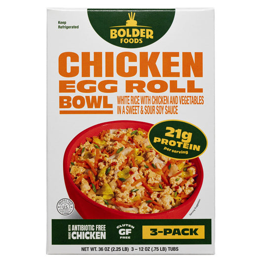 Bolder Foods Chicken Egg Roll Bowl, 12 oz, 3-count