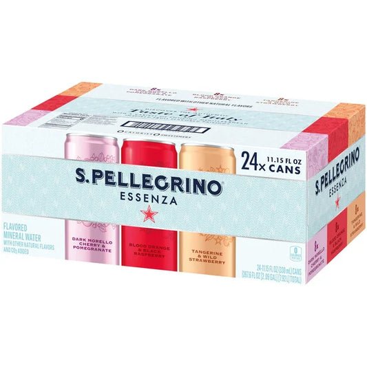 S.Pellegrino Essenza Flavored Mineral Water, Variety Pack, 11.15 fl oz, 24 ct