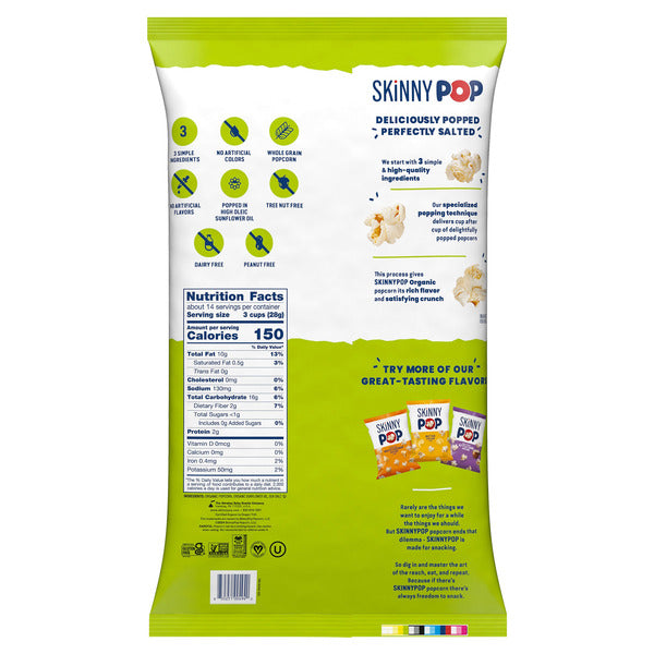 Skinny Pop Organic Popcorn, 14 oz