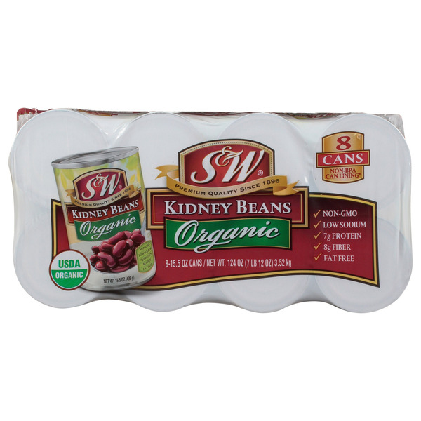 S&W Organic Kidney Beans, 15.25 oz, 8-count