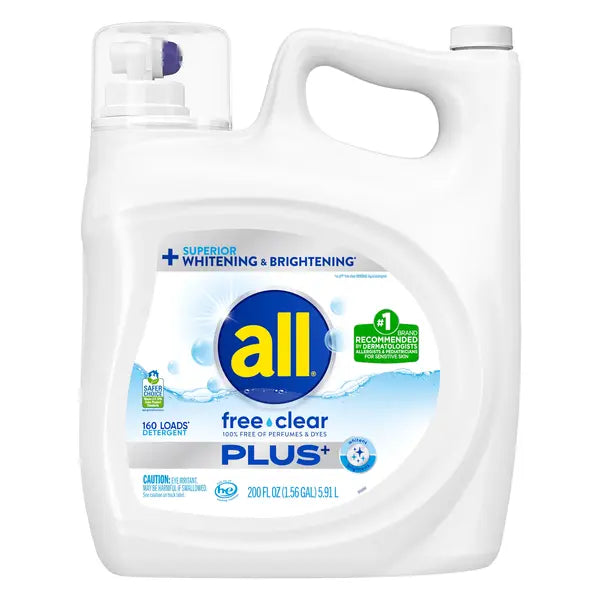 All Free & Clear Plus+ Liquid Laundry Detergent, 160 Loads, 200 fl oz