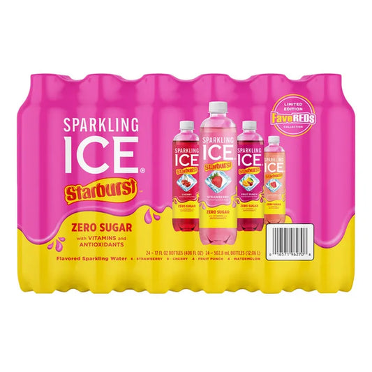 Sparkling Ice Starburst FaveREDs Variety Pack, 17 fl oz, 24-count