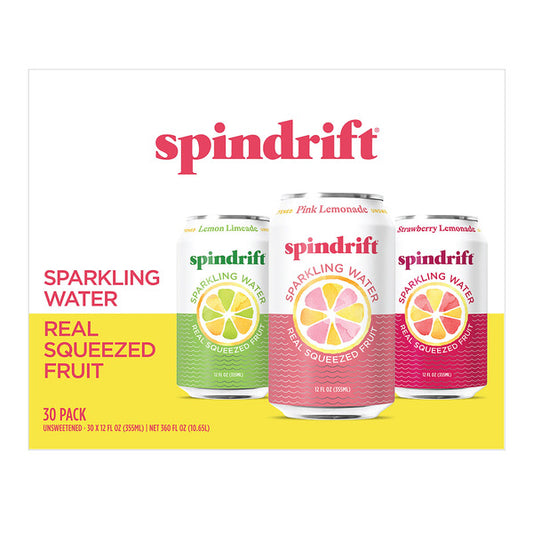 Spindrift Lemonade Sparkling Water Variety Pack, 12 fl oz, 30-count