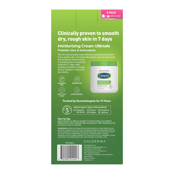 Cetaphil Moisturizing Cream Ultimate with Prebiotic Aloe, Very Dry to Dry Sensitive Skin, 20 oz +