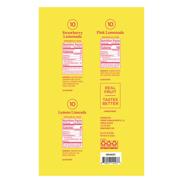 Spindrift Sparkling Water, Lemonade Variety Pack, 12 fl oz, 30 ct