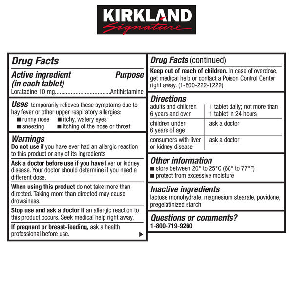 Kirkland Signature NonDrowsy AllerClear Antihistamine 10 mg., 365 Tablets