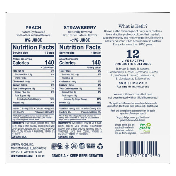 Lifeway Kefir Cultured Low Fat Milk Variety Pack, 8 fl oz, 12-count