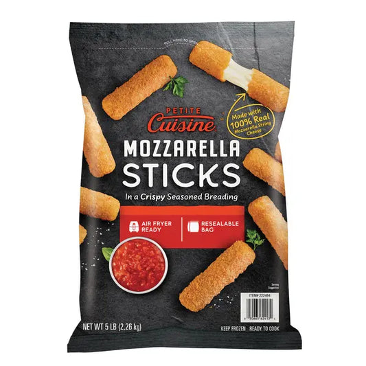 Petite Cuisine Mozzarella Sticks In A Crispy Seasoned Breading, 5 lbs