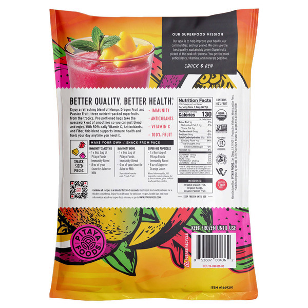 Pitaya Foods Organic Immunity Smoothie Blend, 8 oz, 6-count
