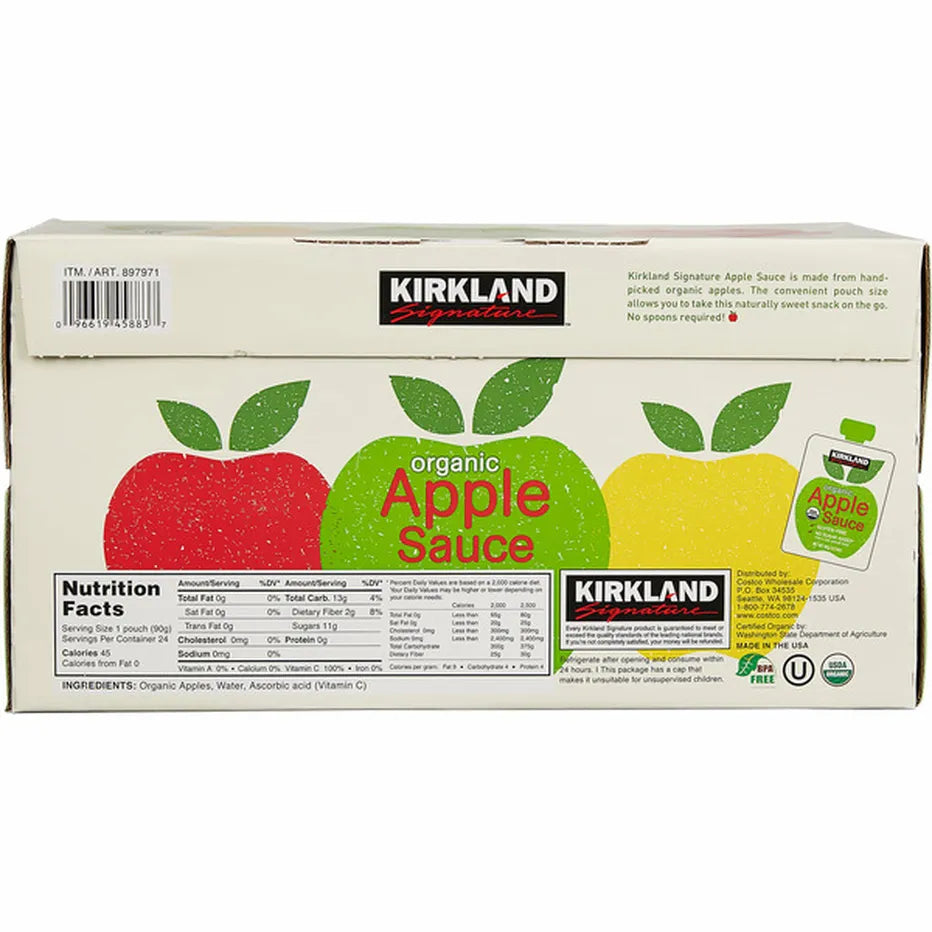 Kirkland Signature Organic Applesauce 24 ct, 3.17 oz