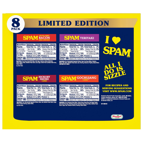 SPAM Variety Pack, Limited Edition, 12 oz, 8-count