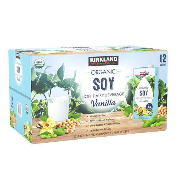 Soy Milk Kirkland Signature, Organic Soy Beverage, Vanilla, 32 fl oz, 12