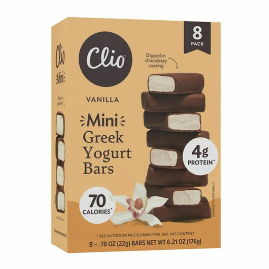 Clio Vanilla Dark Chocolate Covered Mini Greek Yogurt Bars 8 ct