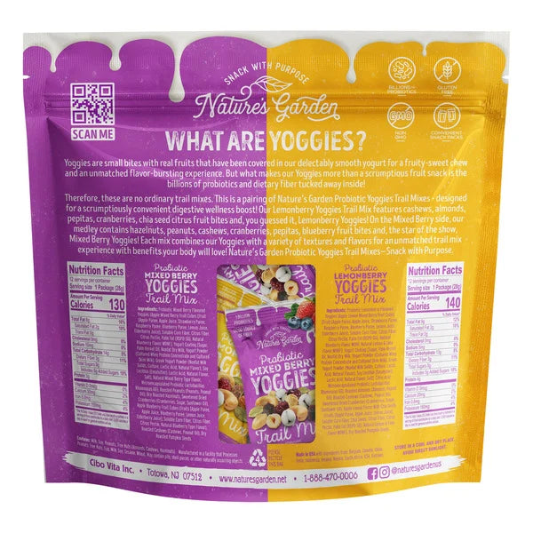 Nature’s Garden Probiotic Yoggies Trail Mix, Variety Pack, 1 oz, 24 ct