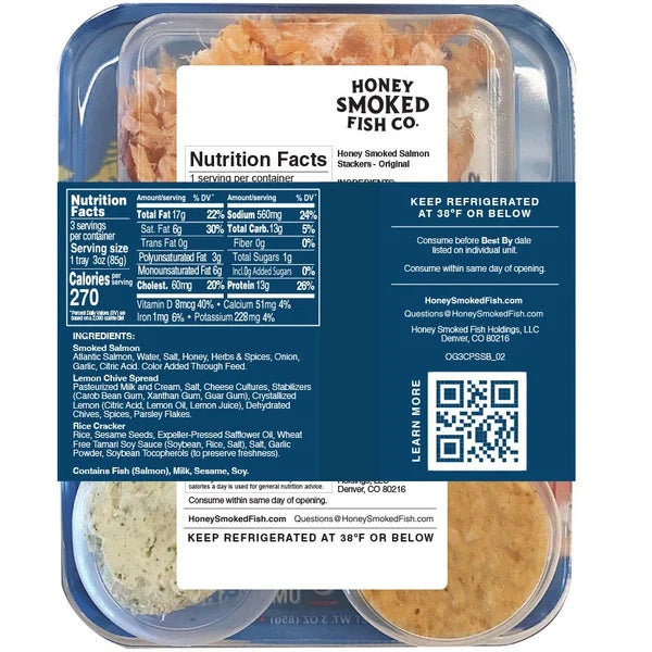 Honey Smoked Fish Co. Salmon Stackers, Honey Smoked, 3 oz, 3 ct