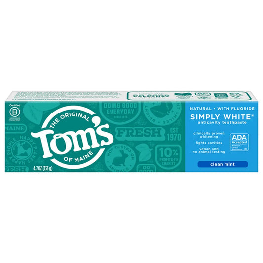 Tom's of Maine Clean Mint Natural Fluoride Toothpaste, 4.7 oz