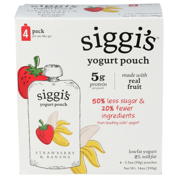 Siggi's Strawberry Banana Kids Yogurt Pouches 4 Pack