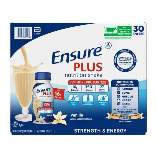 Ensure Plus Nutrition Shake, Vanilla, 8 fl oz, 30 ct