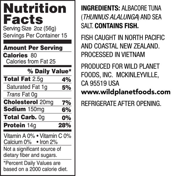 Wild Planet, Albacore Wild Tuna, 5 oz, 6-count