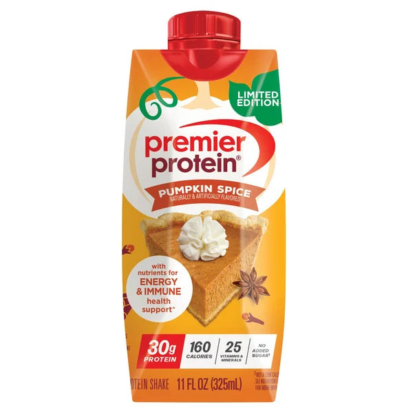 Premier Protein Shake, 30g Protein, Limited Edition Pumpkin Spice, 11 fl oz, 18 ct
