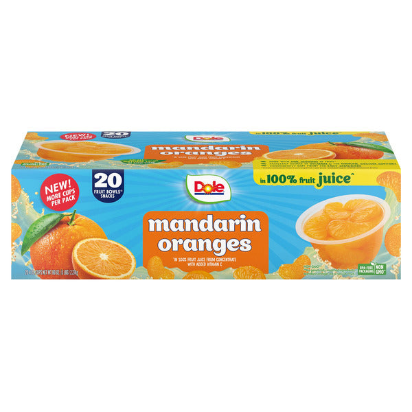 Dole Mandarin Orange Fruit Bowls, 4 oz, 20-count