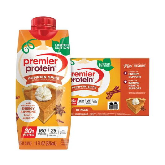Premier Protein Shake, 30g Protein, Limited Edition Pumpkin Spice, 11 fl oz, 18 ct