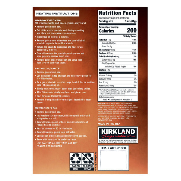Kirkland Signature Brisket Burnt Ends , ($ 14.69/ lb)