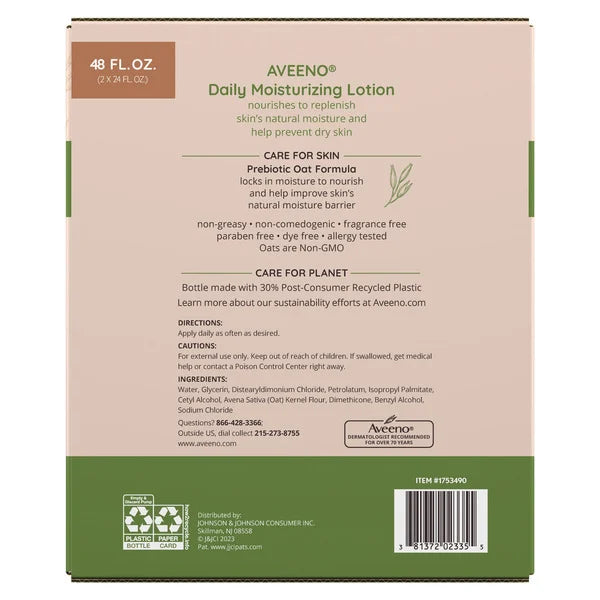 Aveeno Daily Moisture Lotion, 24 fl oz, 2 Count