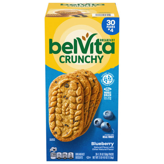 BelVita Breakfast Biscuits, Blueberry, 1.76 oz, 30 count