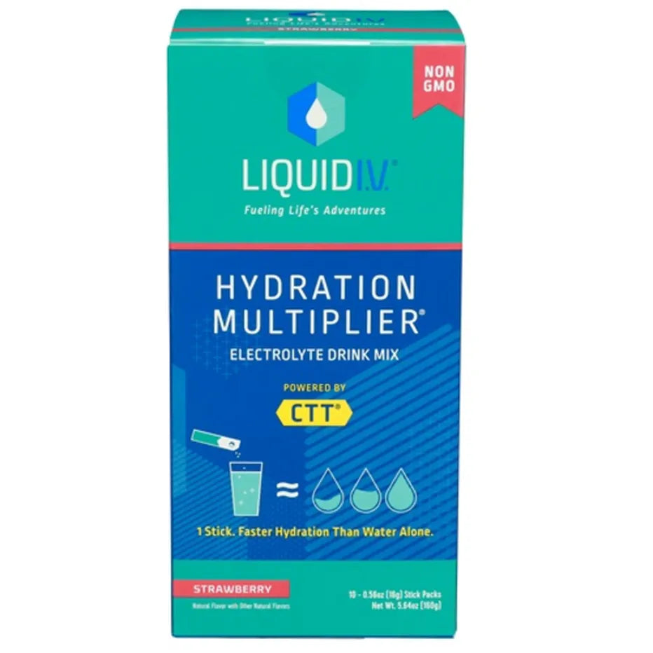 Liquid I.V. Hydration Multiplier Vegan Powder Electrolyte Supplements Strawberry, 10 Count