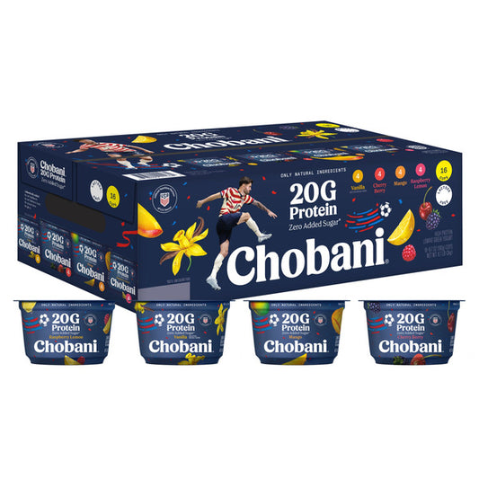 Chobani High Protein Lowfat Greek Yogurt, Variety Pack, 6.7 oz, 16 ct