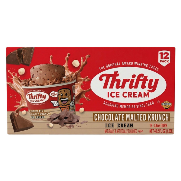Thrifty Chocolate Krunch Ice Cream Cups, 3.6 oz, 12-count