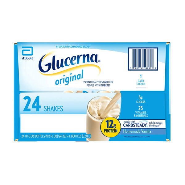 Glucerna Diabetic Nutritional Shake, Homemade Vanilla, 8 fl oz, 24 ct