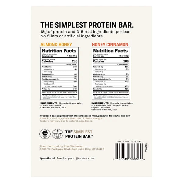 Rise Protein Bar Variety Pack, 2.1 oz, 16 Count