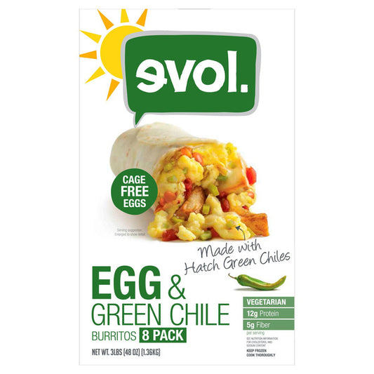 Evol Cage Free Egg and Green Chile Burritos, 6 oz, 8-count