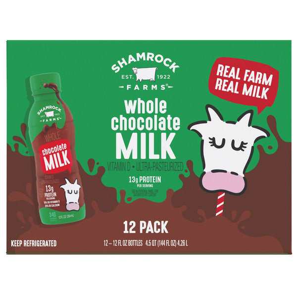 Shamrock Farms Whole Chocolate Milk, 12 fl oz, 12-count