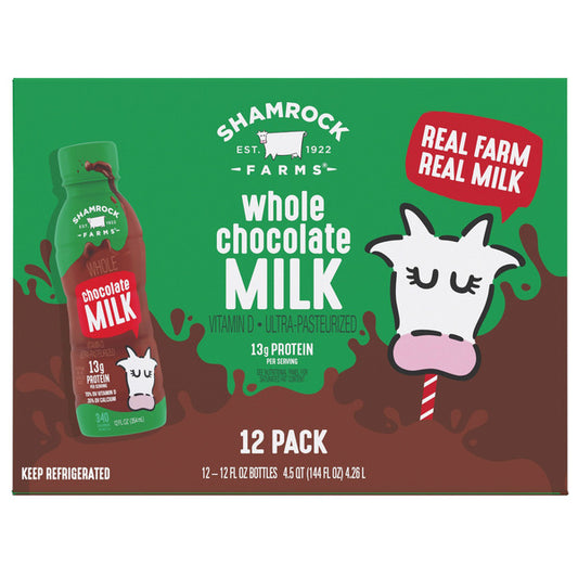 Shamrock Farms Whole Chocolate Milk, 12 fl oz, 12-count