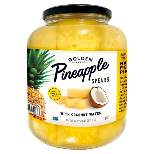 Golden Farms Pineapple Spears with Coconut Water, 46 oz
