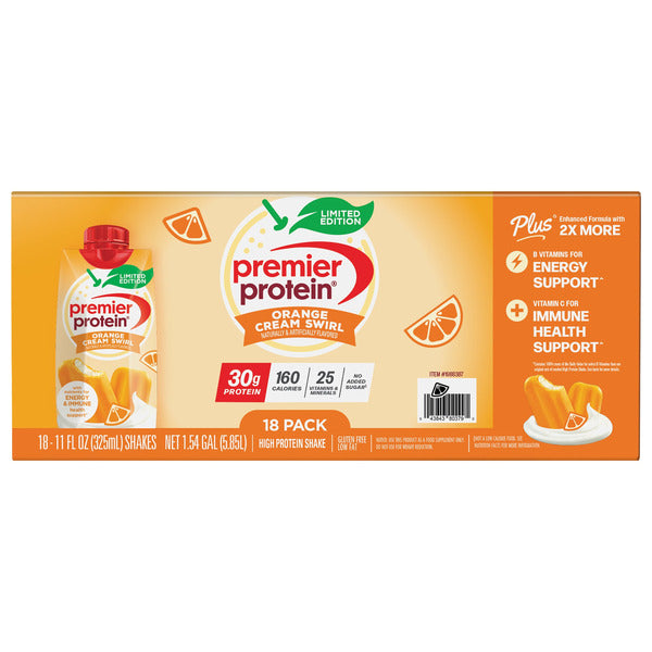 Premier Protein Shake, 30g Protein, Orange Cream Swirl, 11 fl oz, 18 ct