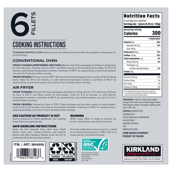 Kirkland Signature Atlantic Blackened Salmon, 6-count