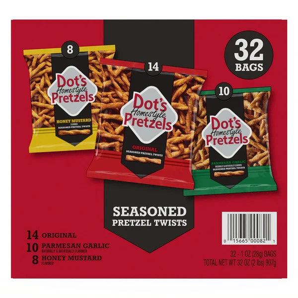 Dot’s Homestyle Seasoned Pretzel Twists, Variety Pack, 1 oz, 32 ct