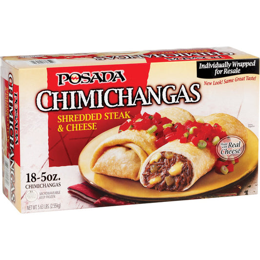 Posada Chimichangas, Steak & Cheese, 5 oz, 18 ct