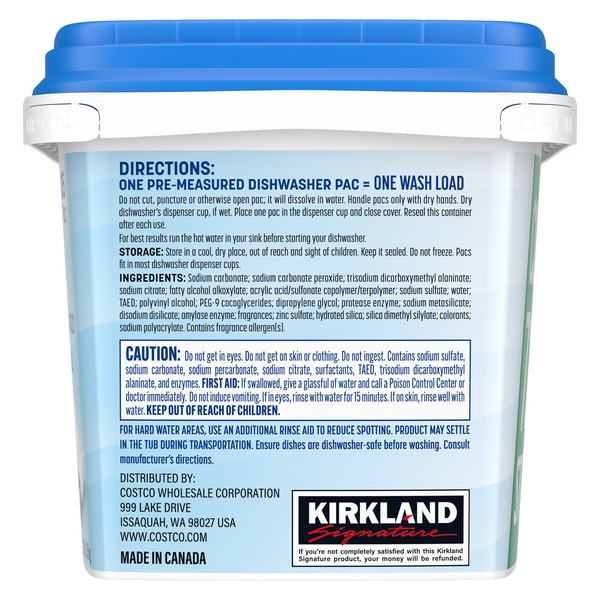 Kirkland Signature UltraShine Dishwasher Detergent Pacs, Fresh, 105-count