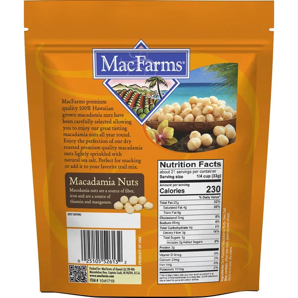 MacFarms Fresh From Hawaii Dry Roasted Macadamia Nuts with Sea Salt, 1.5 lbs