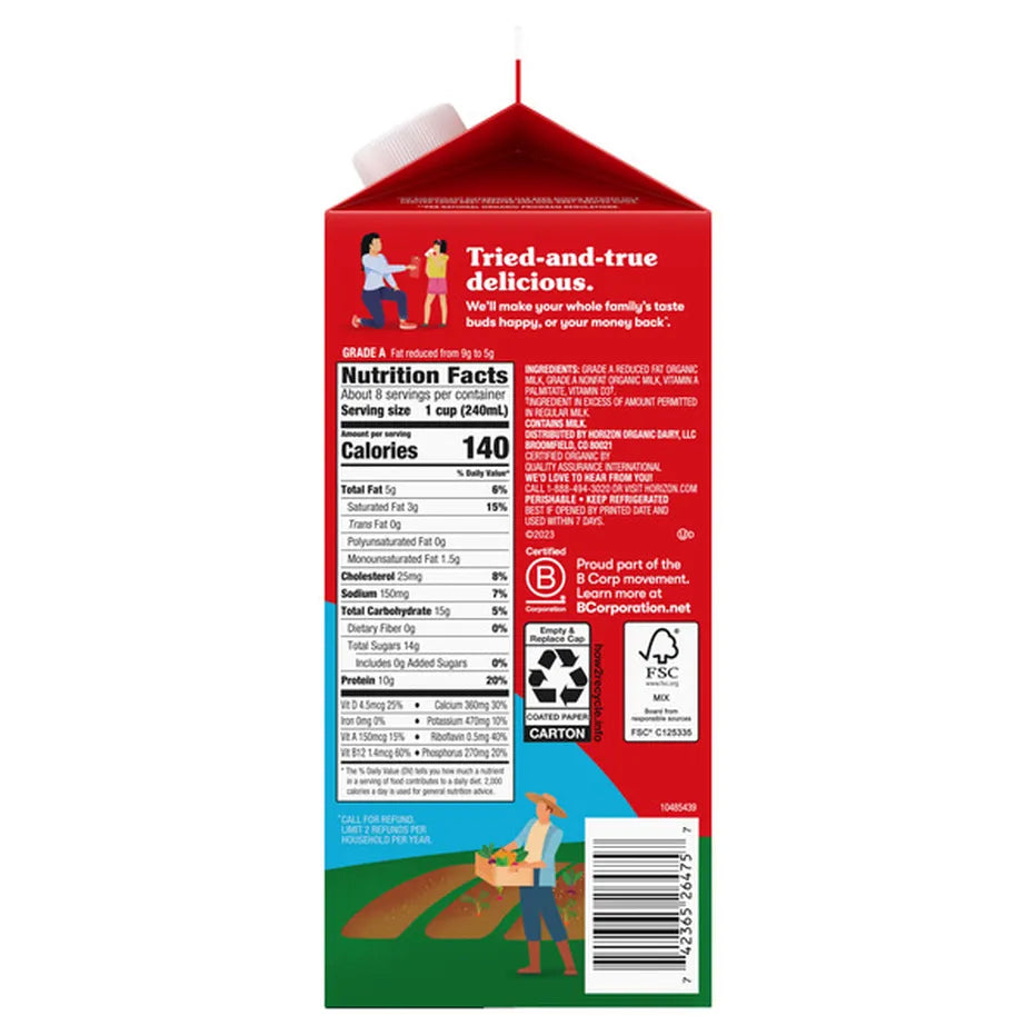 Horizon Organic 2% Reduced Fat Milk 64 fl oz